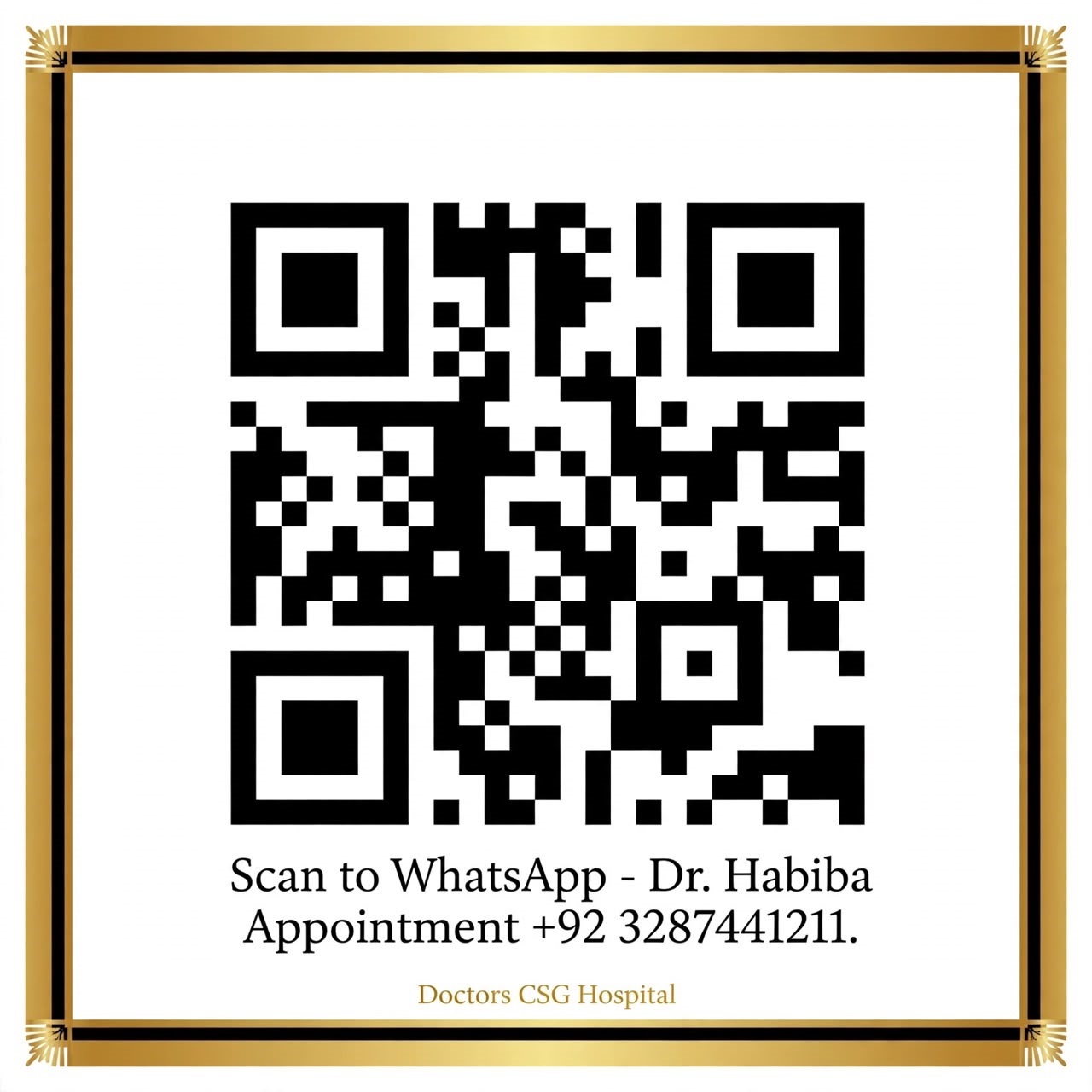 Scan to WhatsApp Dr. Habiba Appointment +92 3287441211