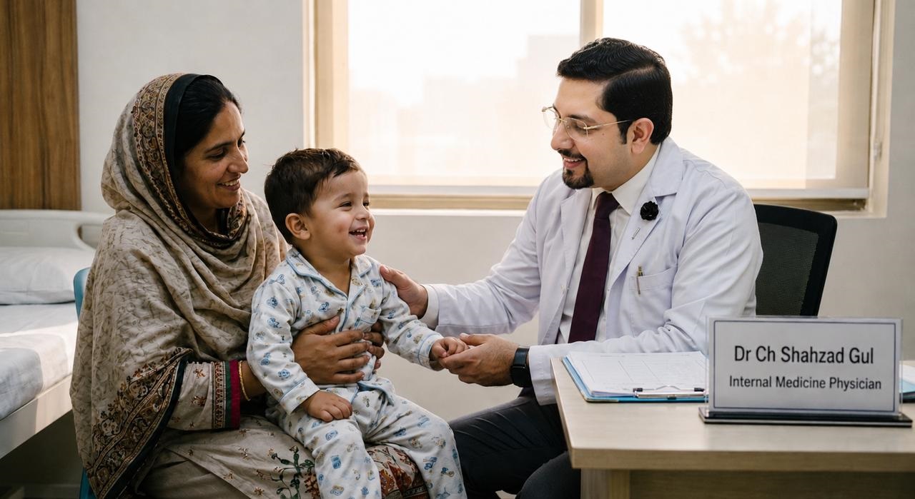 Dr. Ch Shahzad Gul consulting with patient